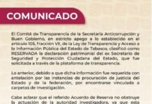 Comunicado de la Secretaría Anticorrupción y Buen Gobierno.