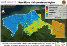 Protección Civil alerta por lluvias intensas en Tabasco ante la onda tropical 36.
