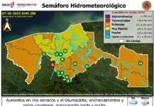 Tabasco bajo vigilancia por lluvias intensas y crecida de ríos.