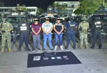 SSPC y firt olmeca detienen a presuntos narcomenudistas en Villahermosa.