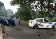 Choque frontal deja lesionados en Nacajuca Tecolutla.