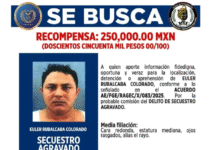 Recompensa por localizar a acusado de secuestro agravado.