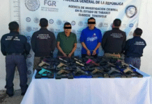 FGR y SSPC aseguran arsenal y detienen a dos en Tenosique.