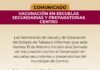 COMUNICADO SOBRE LA VACUNACIÓN EN ESCUELAS SECUNDARIAS Y PREPARATORIAS DEL MUNICIPIO DE CENTRO.