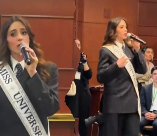 Miss Universo responde críticas durante conferencia en Harvard.