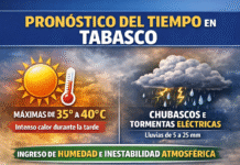 Calor y chubascos marcan el clima en Tabasco.