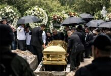 Con féretro dorado, despiden a líder del CJNG en Zapopan.