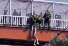Mujer cae de puente peatonal durante rescate en CDMX.