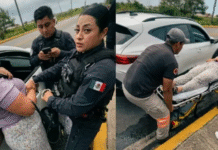 Prepotencia policiaca manda a mujer al hospital.