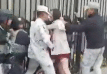 Guardia Nacional desaloja protesta trans en la Segob.