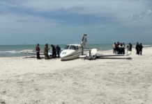 Avioneta aterriza de emergencia en Playa de Cd. del Carmen.