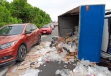 ¡Se le volteó la carga y genera caos en carretera federal!