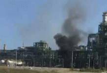 Fuga y fuego en Refinería Olmeca.