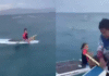 Salvan a niña a la deriva en mar abierto.