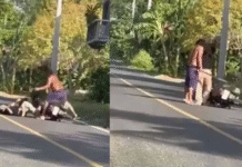 Sujeto golpea y amenaza con machete a mujer.
