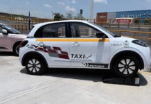 Inicia prueba piloto de taxis eléctricos en Villahermosa.